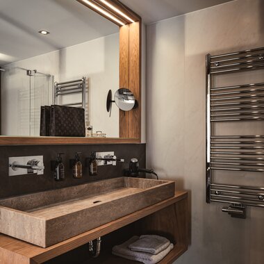 Badezimmer im Appartement im Sunnsait | © Karin Pasterer